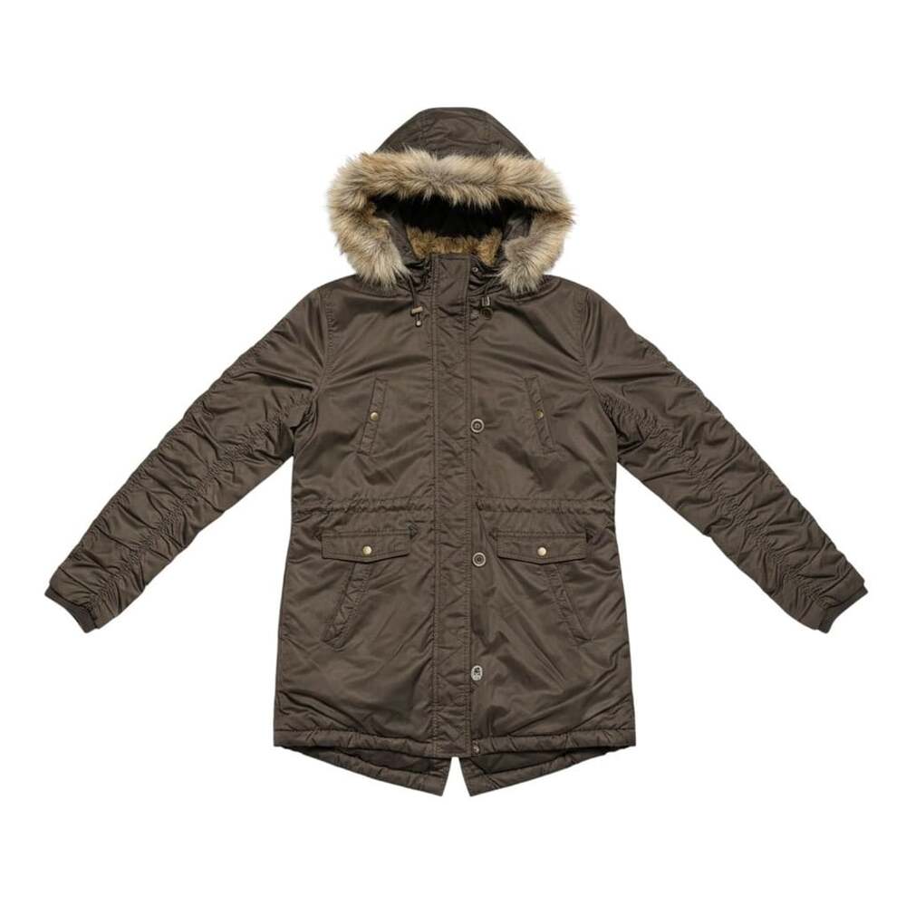 Maurices Women's Olive Green Hooded Parka Jacket with Faux Fur Trim